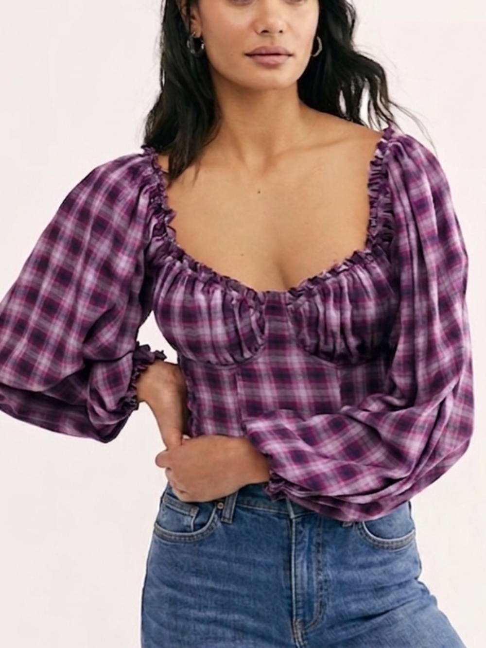 Free People Cherry Bomb Plaid Top
